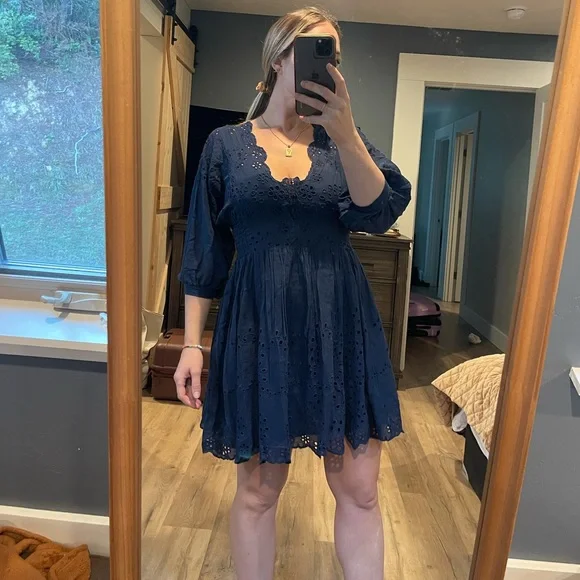 Free People | Dresses | Super Pretty Free People Navy Blue Dress | Poshmark